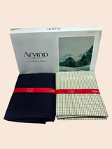 Arvind Unstitched Cotton Blend Shirt & Trouser Fabric Checkered
