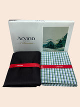 Arvind Unstitched Cotton Blend Shirt & Trouser Fabric Checkered