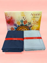 Arvind Unstitched Cotton Blend Shirt & Trouser Fabric Solid