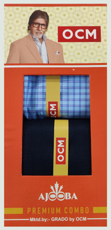 OCM Unstitched Cotton Shirt & Trouser Fabric Checkered.
