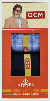 OCM Unstitched Cotton Shirt & Trouser Fabric Checkered