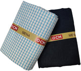 OCM Men's Cotton Shirt & Poly Viscose Trouser Fabric Combo Unstitched (Free Size) OCMSARKAR-0022