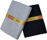 OCM Men's Cotton Shirt & Poly Viscose Trouser Fabric Combo Unstitched (Free Size) OCMSARKAR-0023