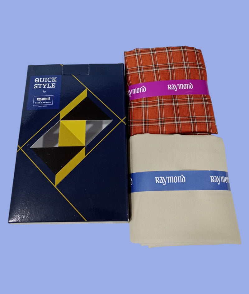 Raymond Unstitched Viscose Rayon Shirt & Trouser Fabric Checkered