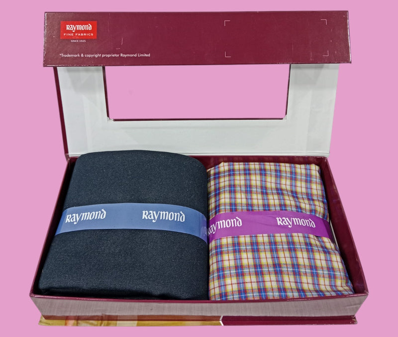 Raymond Unstitched Viscose Rayon Shirt & Trouser Fabric Checkered