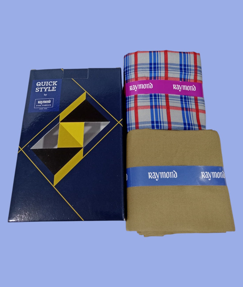 Raymond Unstitched Viscose Rayon Shirt & Trouser Fabric Checkered
