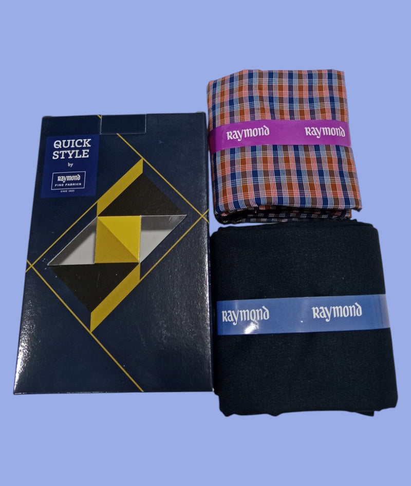 Raymond Unstitched Viscose Rayon Shirt & Trouser Fabric Checkered