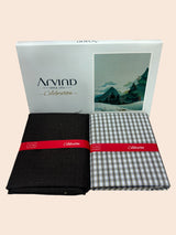 Arvind Unstitched Cotton Blend Shirt & Trouser Fabric Checkered
