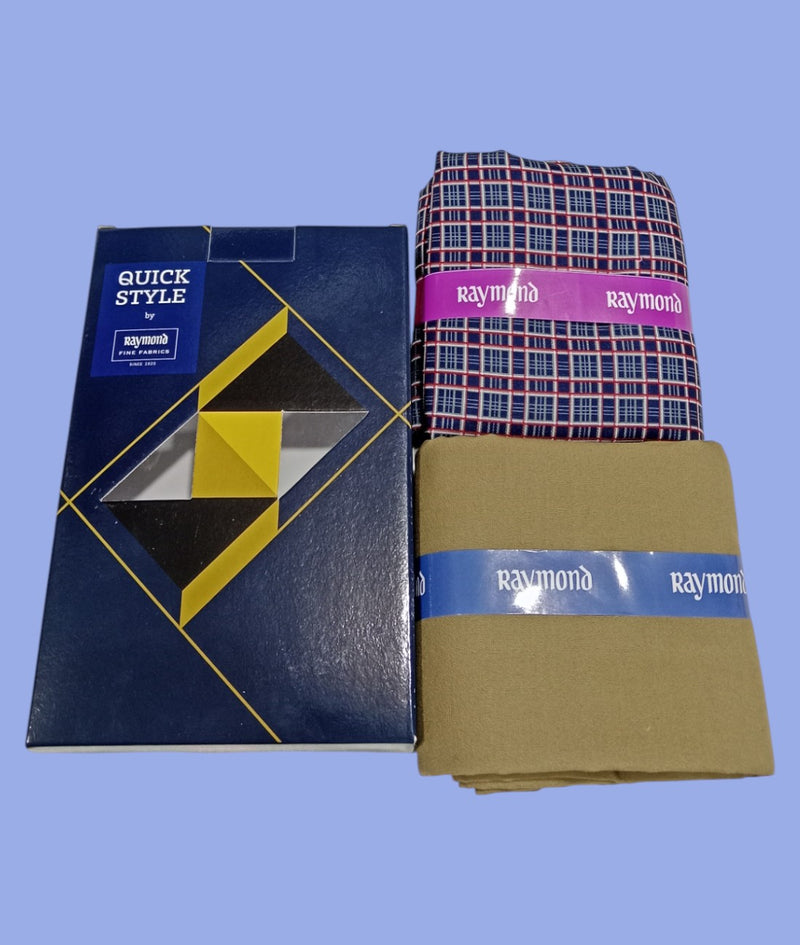 Raymond Unstitched Viscose Rayon Shirt & Trouser Fabric Checkered
