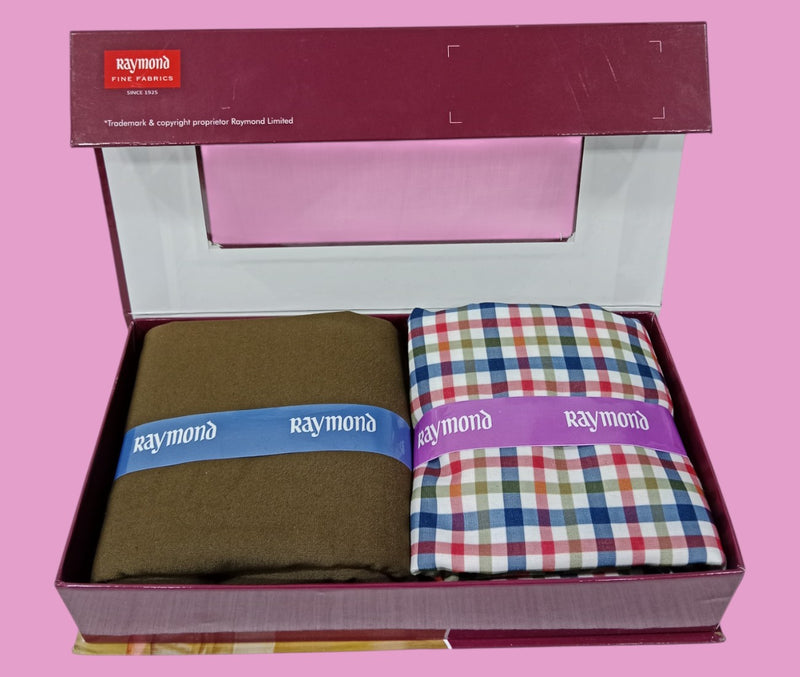 Raymond Unstitched Viscose Rayon Shirt & Trouser Fabric Checkered