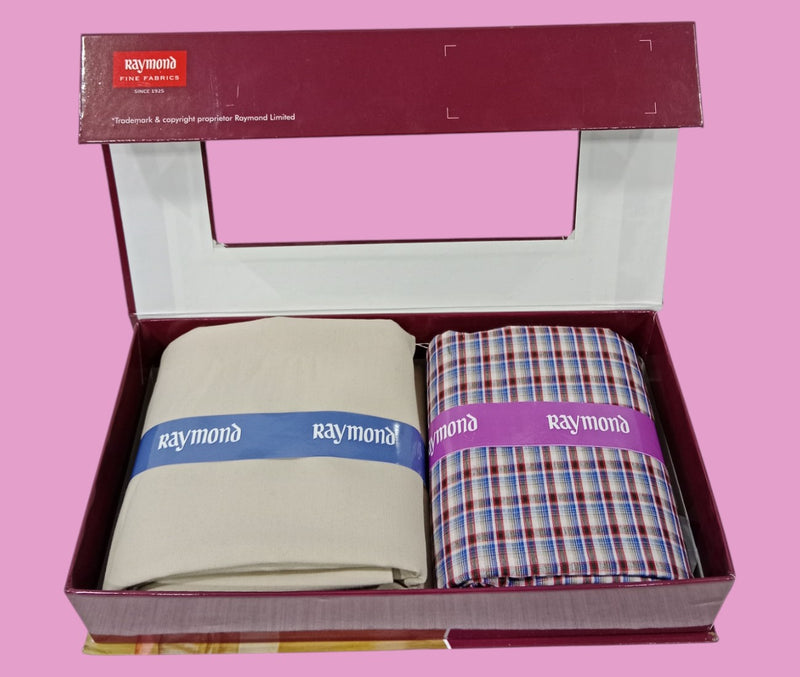 Raymond Unstitched Viscose Rayon Shirt & Trouser Fabric Checkered