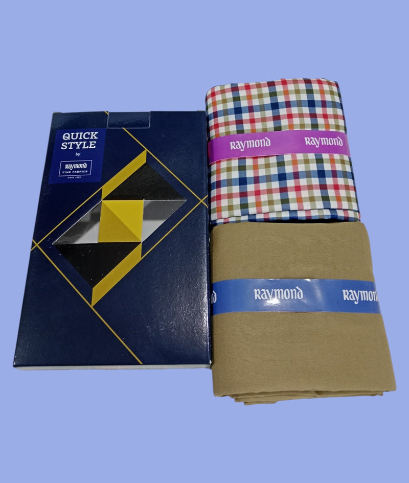 Raymond Unstitched Viscose Rayon Shirt & Trouser Fabric Checkered
