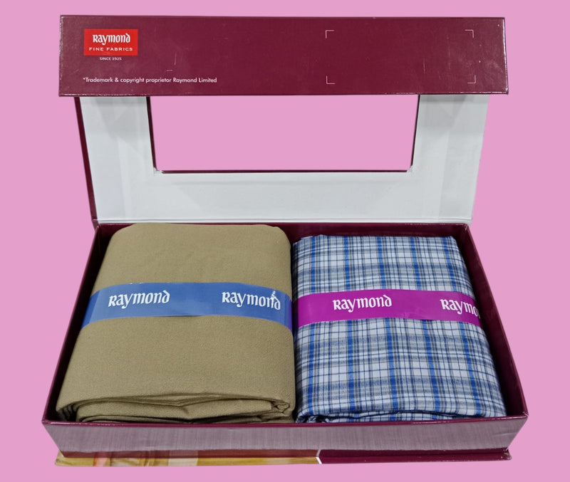 Raymond Unstitched Viscose Rayon Shirt & Trouser Fabric Checkered