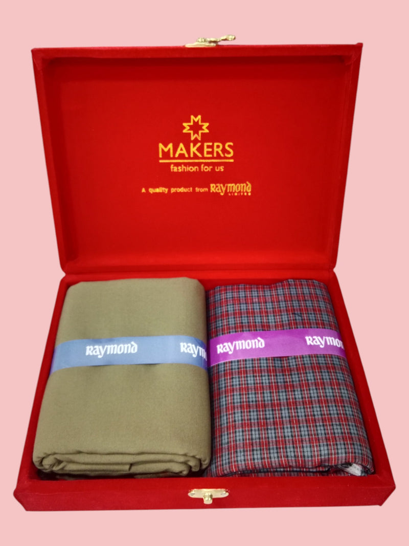 Raymond  Unstitched Viscose Rayon Shirt & Trouser Fabric Checkered