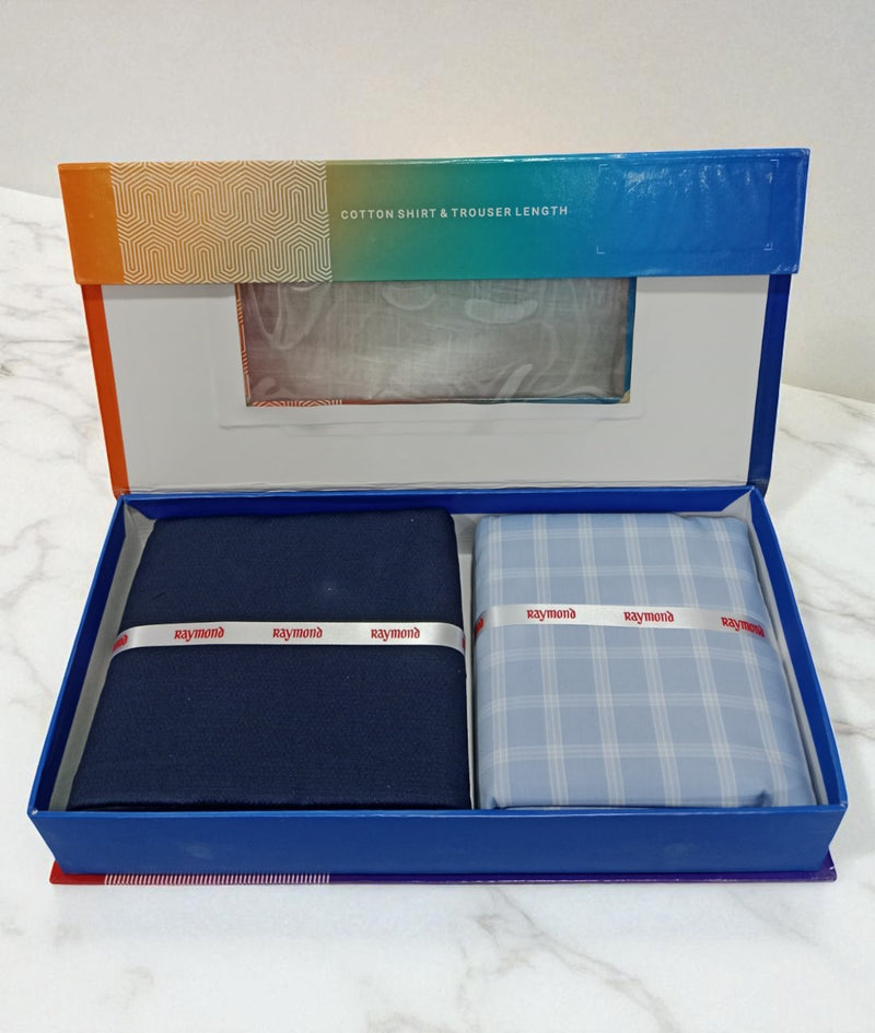 Raymond  Unstitched Cotton Blend Shirt & Trouser Fabric.