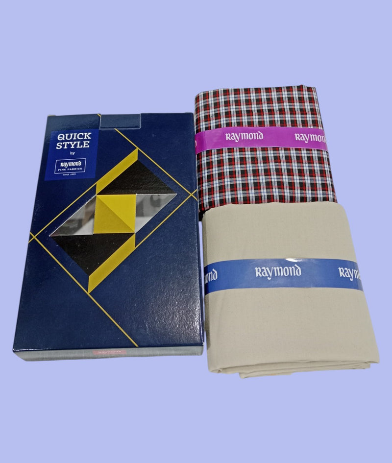 Raymond Unstitched Viscose Rayon Shirt & Trouser Fabric Checkered