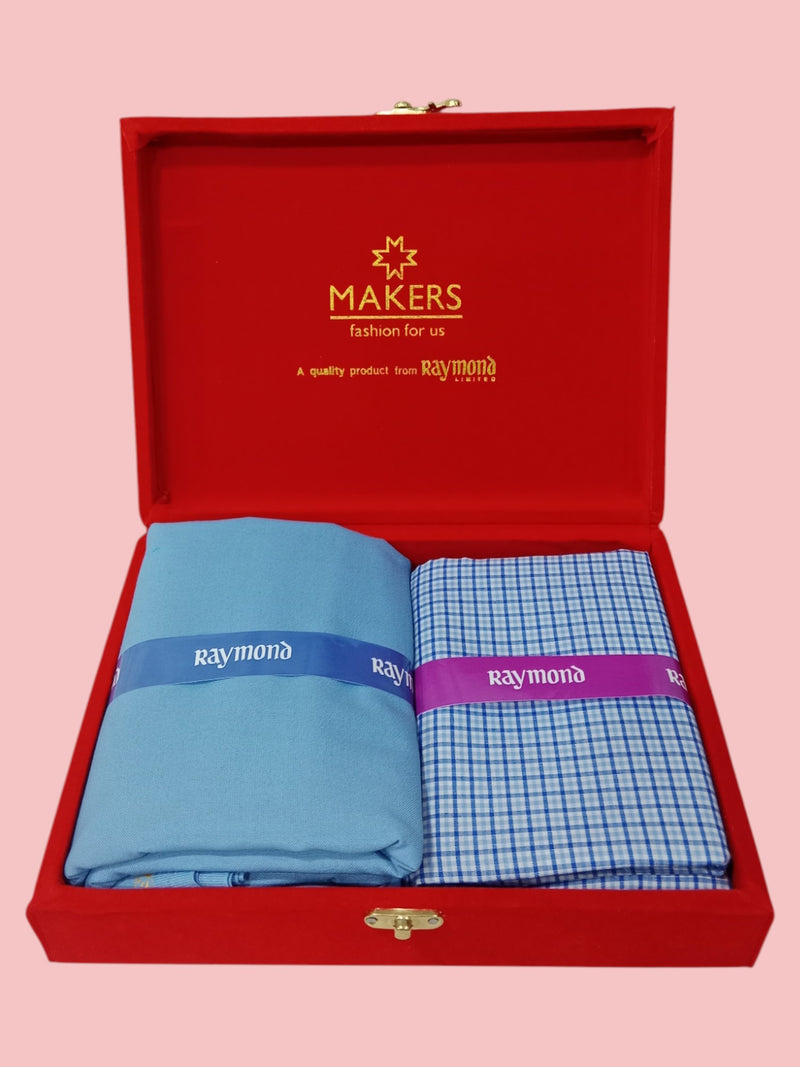Raymond  Unstitched Viscose Rayon Shirt & Trouser Fabric Checkered