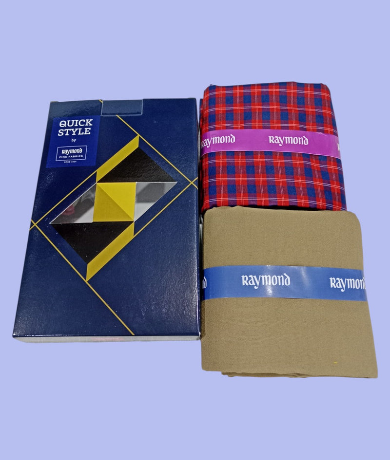 Raymond Unstitched Viscose Rayon Shirt & Trouser Fabric Checkered