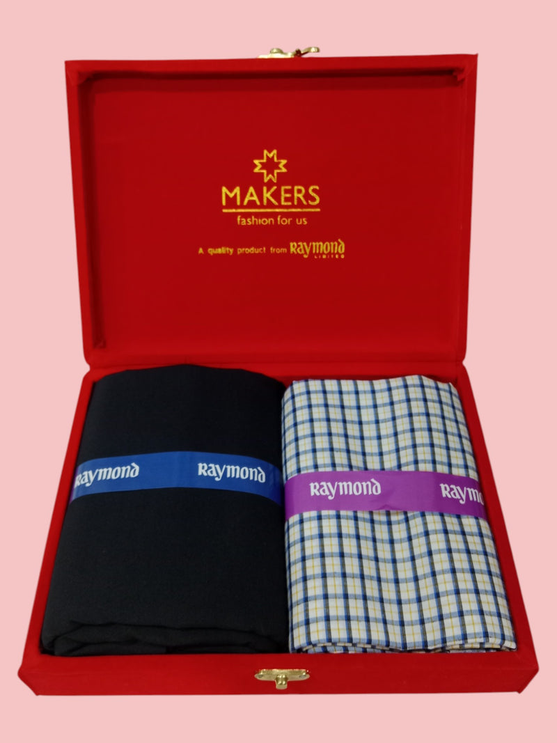 Raymond  Unstitched Viscose Rayon Shirt & Trouser Fabric Checkered