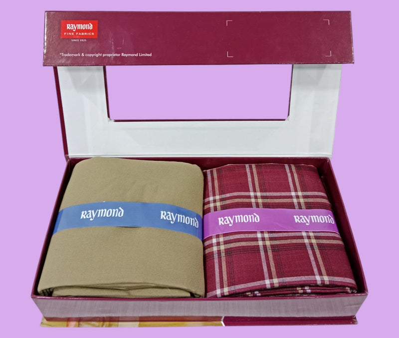 Raymond Unstitched Viscose Rayon Shirt & Trouser Fabric Checkered