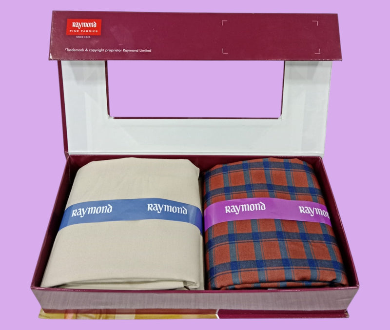 Raymond Unstitched Viscose Rayon Shirt & Trouser Fabric Checkered