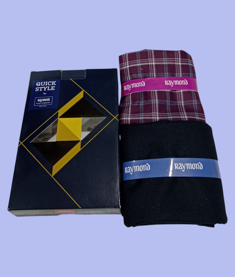 Raymond Unstitched Viscose Rayon Shirt & Trouser Fabric Checkered