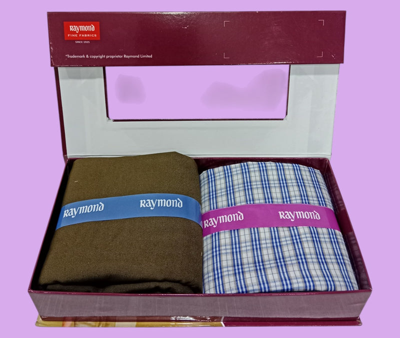Raymond Unstitched Viscose Rayon Shirt & Trouser Fabric Checkered