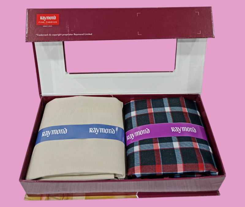 Raymond Unstitched Viscose Rayon Shirt & Trouser Fabric Checkered