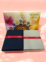 Arvind Unstitched Cotton Blend Shirt & Trouser Fabric Solid