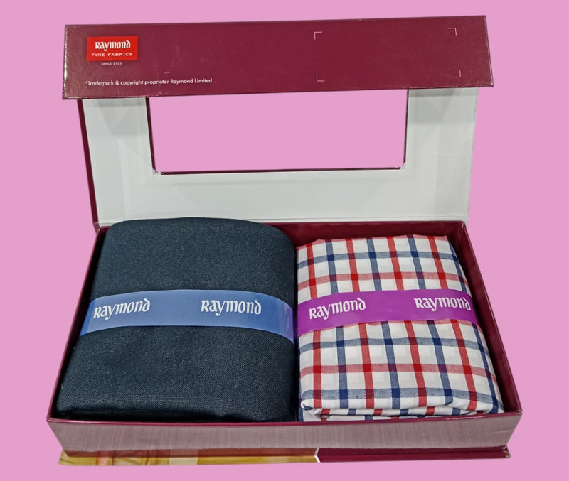 Raymond Unstitched Viscose Rayon Shirt & Trouser Fabric Checkered