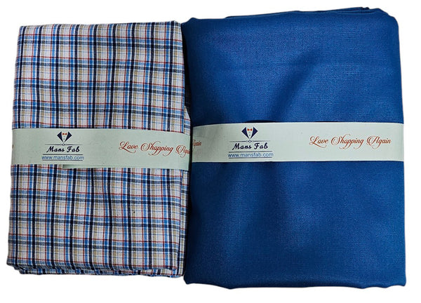 Mans fab Cotton Checkered Multicolor Shirt & Trouser Fabric in VELVET Box Packing (Shirt-2.35 m, Pant-1.30 m)_1