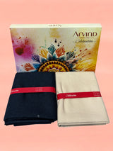 Arvind Unstitched Cotton Blend Shirt & Trouser Fabric Solid