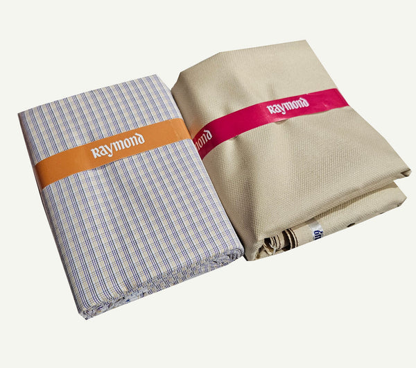 Raymond Cotton Blend Solid, Checkered Shirt & Trouser Fabric