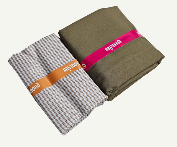 Raymond Cotton Blend Solid, Checkered Shirt & Trouser Fabric