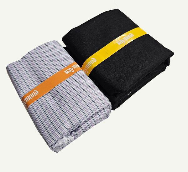 Raymond Cotton Blend Solid, Checkered Shirt & Trouser Fabric