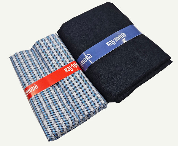 Raymond Cotton Blend Solid, Checkered Shirt & Trouser Fabric