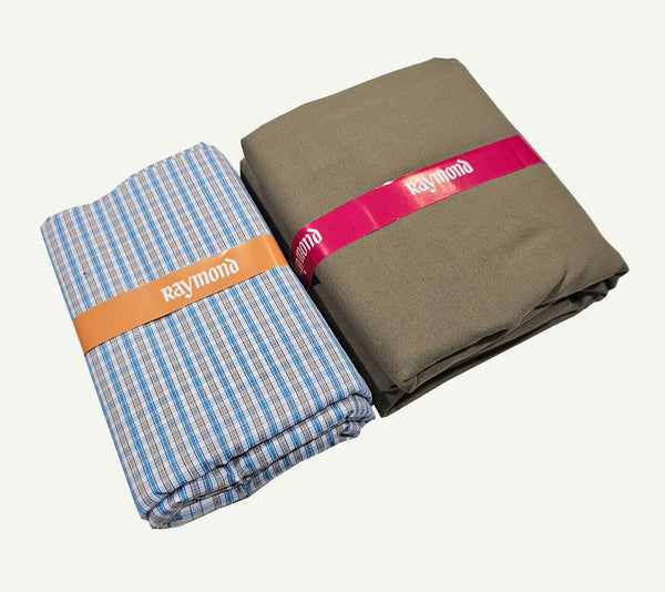 Raymond Cotton Blend Solid, Checkered Shirt & Trouser Fabric