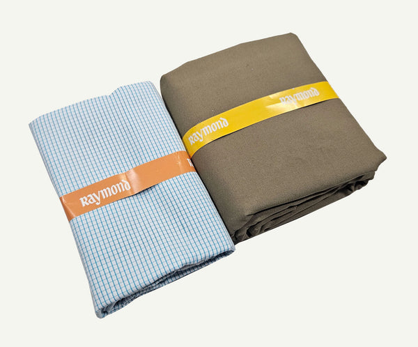 Raymond Cotton Blend Solid, Checkered Shirt & Trouser Fabric
