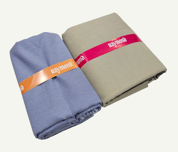 Raymond Cotton Blend Solid, Checkered Shirt & Trouser Fabric