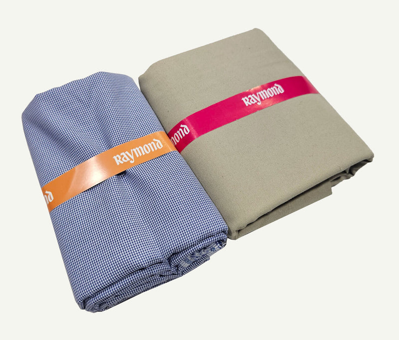 Raymond Cotton Blend Solid, Checkered Shirt & Trouser Fabric