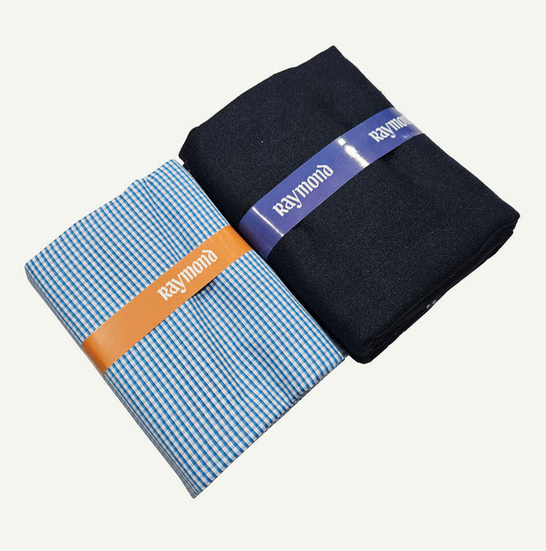 Raymond Cotton Blend Solid, Checkered Shirt & Trouser Fabric