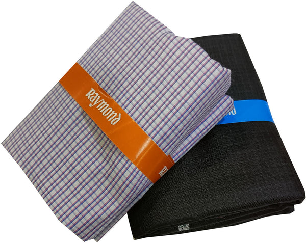 Raymond Cotton Blend Solid, Checkered Shirt & Trouser Fabric