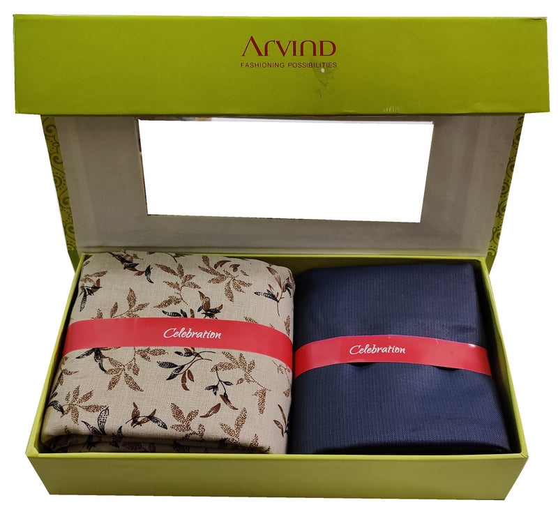 Arvind Pure Cotton Printed Shirt & Trouser Fabric  (Unstitched)Yell-0010