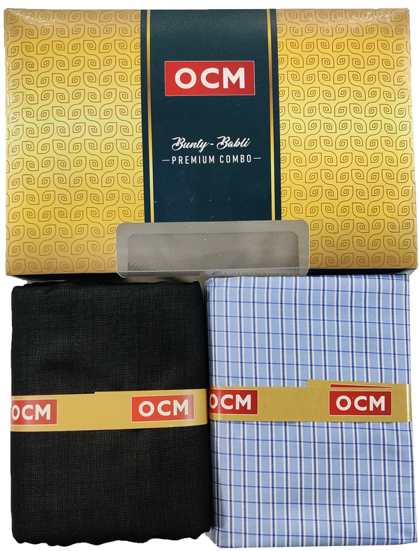 OCM  Unstitched Cotton Shirt & Trouser Fabric Checkered