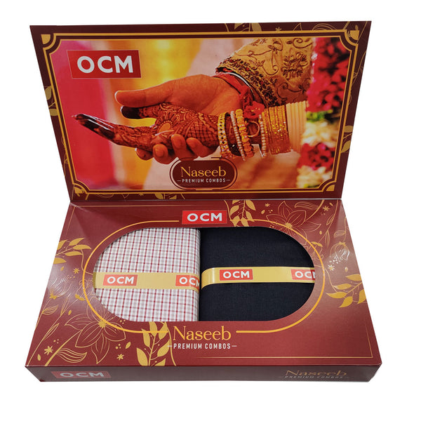 OCM  Unstitched Cotton Shirt & Trouser Fabric Checkered