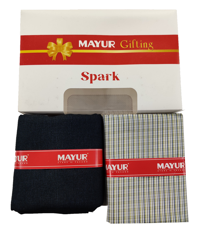 MAYUR Unstitched Pure Cotton Checkered Shirt & Trouser Fabric Solid.