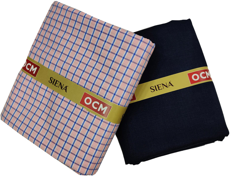 OCM Men's Cotton Shirt & Poly Viscose Trouser Fabric Combo Unstitched (Free Size) BAGBHAN-3011