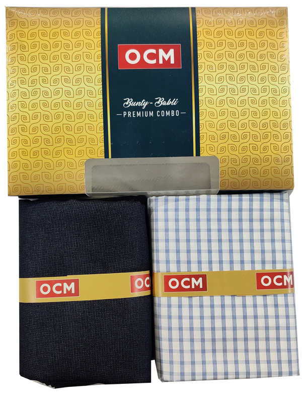 OCM  Unstitched Cotton Shirt & Trouser Fabric Checkered