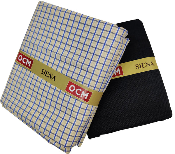 OCM Men's Cotton Shirt & Poly Viscose Trouser Fabric Combo Unstitched (Free Size) BAGBHAN-3012