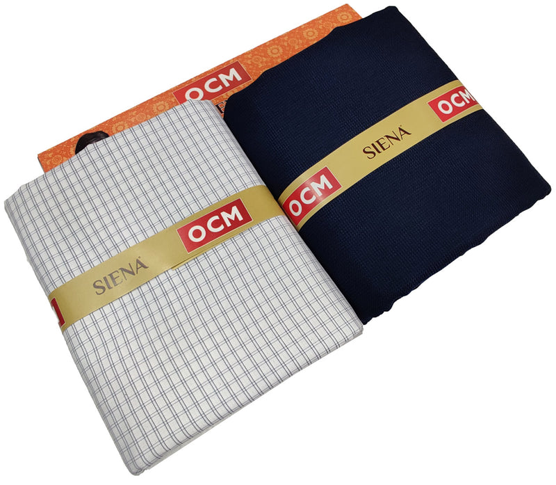 OCM Men's Cotton Shirt & Poly Viscose Trouser Fabric Combo Unstitched (Free Size) TUFAN-1012